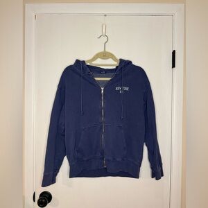 John Galt‎ Navy Blue “New York” Zip-Up Hoodie